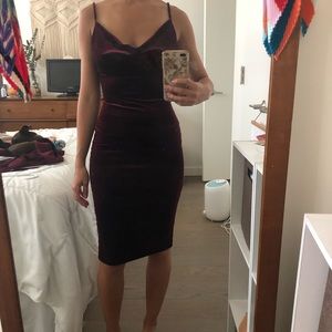 Lulus Wine Red faux velvet dress - size Small